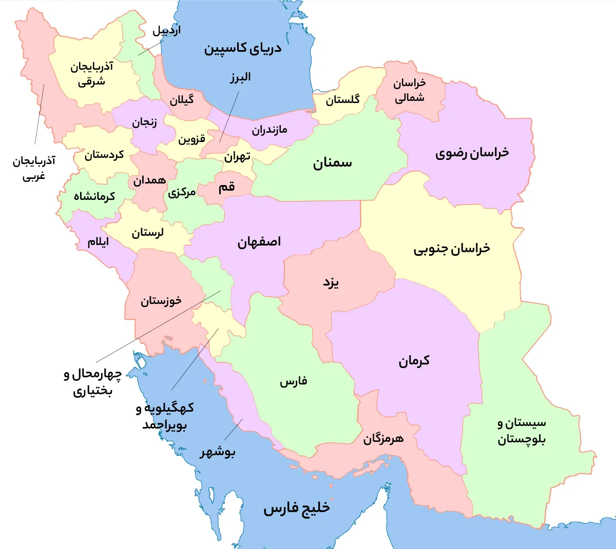 نقشه فارسی ایران رهورد خراسان